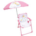 FUN HOUSE Unicorn Sedia da campeggio pieghevole con ombrellone - H.38,5 x L.38,5 x P.37,5 cm + ombrellone  65 cm - Per bambini