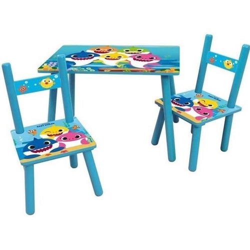 BABY SHARK tavolo rettangolare 41,5x61x42 cm + 2 sedie 49,5x31x31,5 cm per bambini