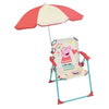 FUN HOUSE Peppa Pig Sedia da campeggio pieghevole con ombrellone - H.38,5 x L.38,5 x P.37,5 cm + ombrellone  65 cm - Per bambini