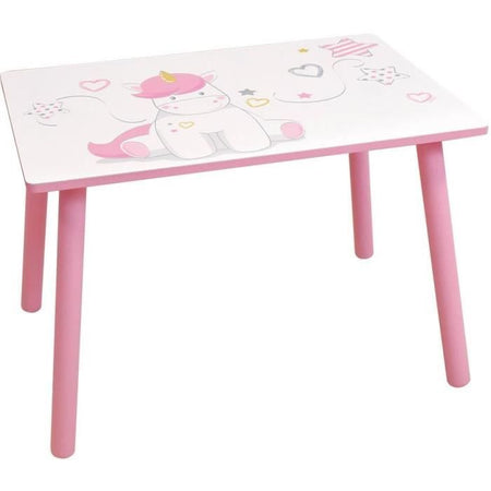 FUN HOUSE - Tavolo Unicorno h 41,5 cm x l 61 cm x p 42 cm con una sedia h 49,5 cm x l 31 cm x p 31,5 cm per bambini