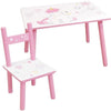 FUN HOUSE - Tavolo Unicorno h 41,5 cm x l 61 cm x p 42 cm con una sedia h 49,5 cm x l 31 cm x p 31,5 cm per bambini