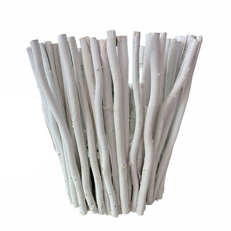Vaso portacandela in legno bianco per esterno e interno decorazione per giardino