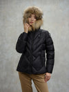 Blauer giubbino donna a linee geometriche Alicia 25WBLDC03097-006047 999EI