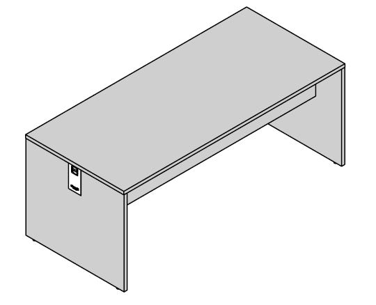 Scrivania da ufficio con gamba pannellata in legno cm. 80/120/140/160/180/200 x80x75h