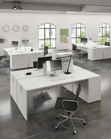 Scrivania da ufficio con gamba pannellata in legno cm. 80/120/140/160/180/200 x80x75h