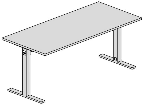 Scrivania da ufficio con piano in melaminico e struttura in metallo cm. 140/160/180/200x80x75H