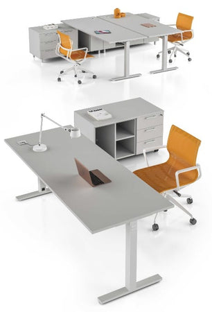 Scrivania da ufficio con piano in melaminico e struttura in metallo cm. 140/160/180/200x80x75H