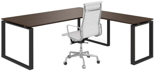 Scrivania in legno con gambe per ufficio ad anello e allungo cm. 200x160/180/200x75h
