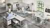Scrivania in legno con gambe per ufficio ad anello e allungo cm. 200x160/180/200x75h