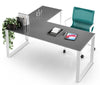 Scrivania in legno con gambe per ufficio ad anello e allungo cm. 200x160/180/200x75h