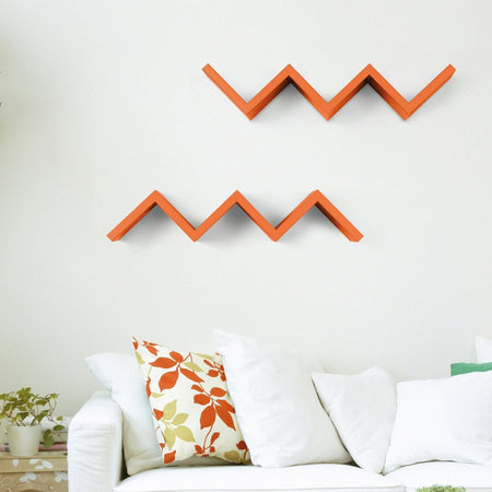 Mensola in legno "Zig Zag" da parete design moderno con fissaggio a scomparsa