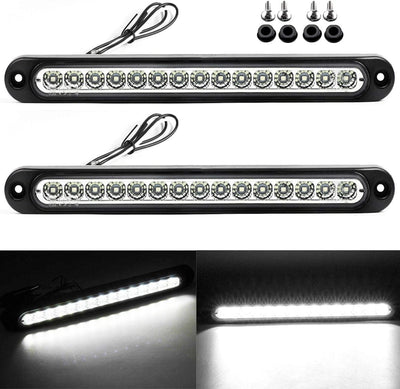 2 Fanali Luci Coppia Fanalini Posteriori Ingombro Laterali Luci Auto Camper Suv Barca Bianco Freddo 15Led 12-24V