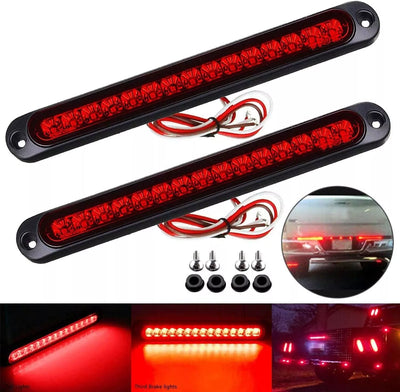 2 Luci Coppia Fanalini Barra Luci Terzo Stop Auto Camper Barca Suv 15Led Rosso 12-24V Luci ingombro Laterali