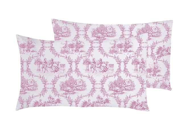 Set Copripiumino federe parure Copripiumino Stampa Digitale 100% Cotone, Made in Italy TOILE DE JOUY BORGOGNA