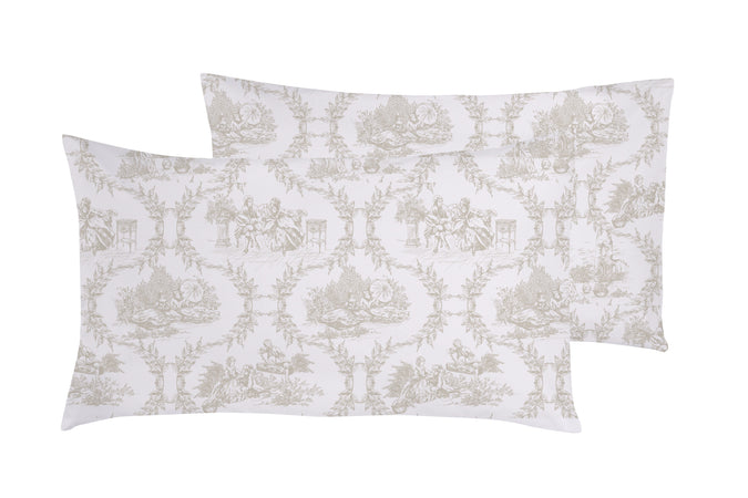 Set Copripiumino federe parure Copripiumino Stampa Digitale 100% Cotone, Made in Italy TOILE DE JOUY CAMARGUE