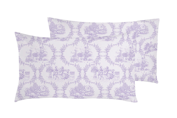 Set copripiumino federe parure Copripiumino eleganti fantasie stampa digitale 100% cotone Made in Italy TOILE DE JOUY VIOLETTA
