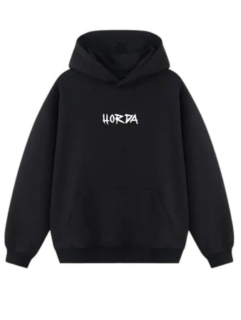 Felpa con cappuccio 100% Cotone Nero War Oversize Fit - Horda Brand Streetwear