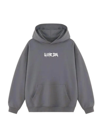Felpa con cappuccio 100% Cotone Grigio War Oversize Fit - Horda Brand Streetwear