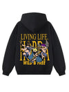 Felpa con cappuccio nera 100% cotone Boxy Fit Wild & Free Horda Brand Streetwear
