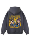 Felpa con cappuccio nera 100% cotone Boxy Fit Wild & Free Horda Brand Streetwear