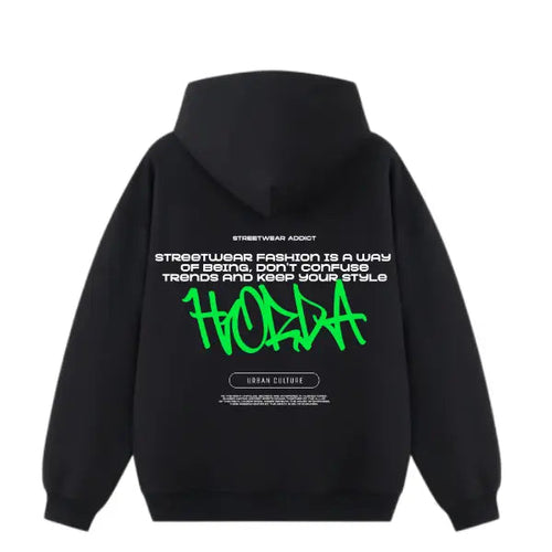 Felpa garzata con cappuccio 100% Cotone Boxy Fit Y2K Green Horda Brand Streetwear
