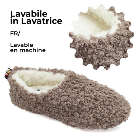 Le Pelosone Ciabatte Donna Invernali Da Casa Babbucce in Peluche Spettinato Pantofole Chiuse Suola per Parquet