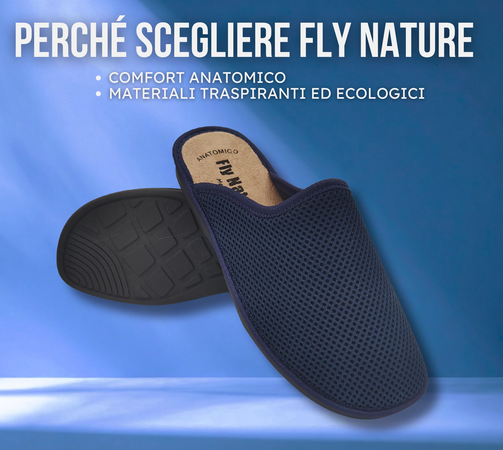 Fly Nature Ciabatte Uomo Chiuse in Pelle, Pantofole Blu Ortopediche, Pantofole Estive/Invernali per Casa, Esterno, Giardino
