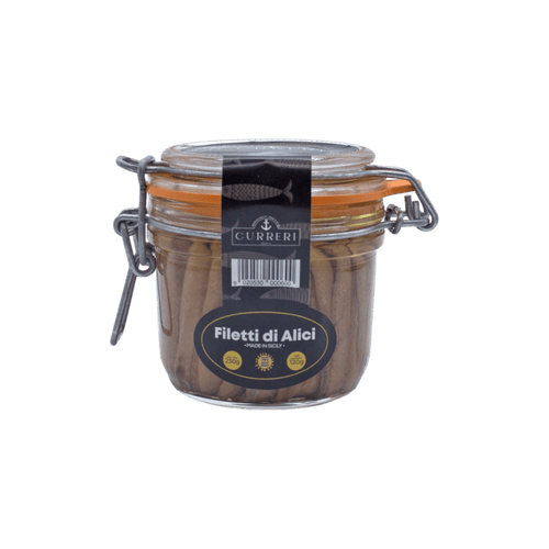 Filetti di alici di Sciacca, Sicilia Curreri | Sott'Olio | Lavorati a Mano | 230g