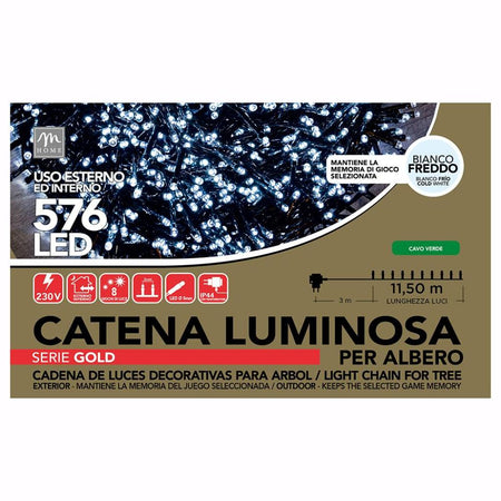 Filo 576 Minilucciole da esterno Colore Bianco con 8 Giochi e Memoria Filo Verde Mercury