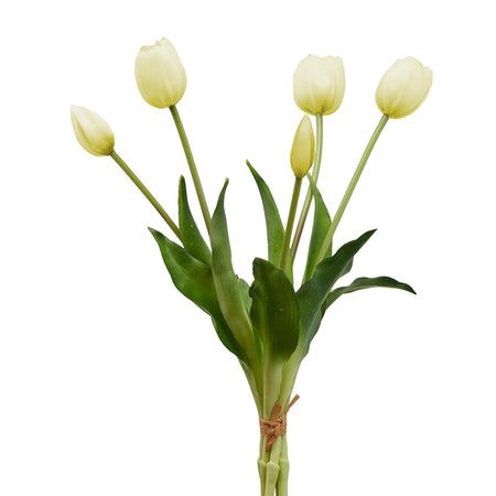 Fiore artificiale "tulipano" effetto realistico con stelo e foglie verdi