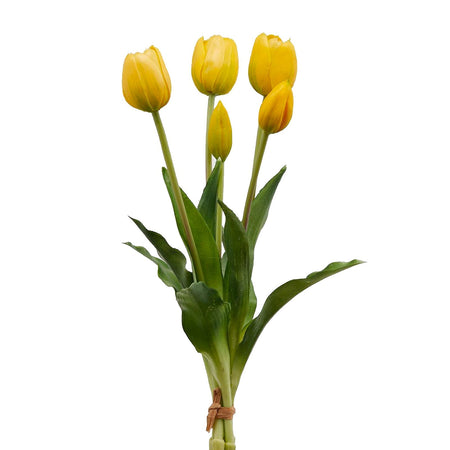 Mazzo 5 tulipani in gomma per decorazione ambienti h 39 cm