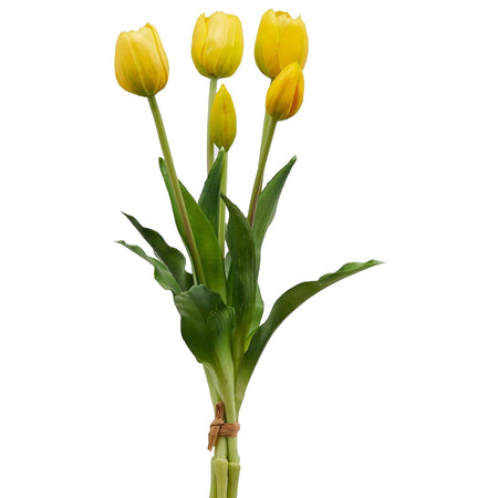 Fiore artificiale "tulipano" effetto realistico con stelo e foglie verdi