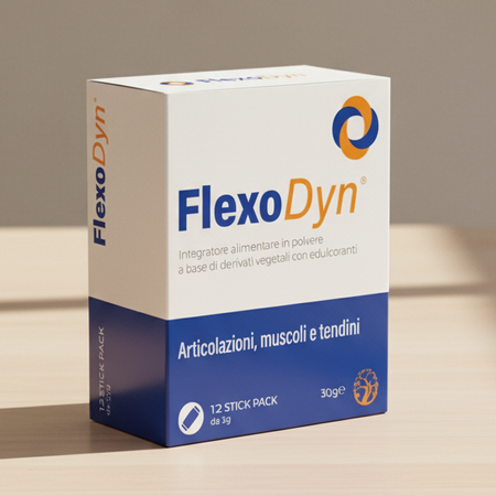 Integratore per Articolazioni Muscoli Tendini FLEXODYN Curcuma ad Alta Biodisponibilità con Curcuminoidi Titolati al 20% 12 bustine da 3g