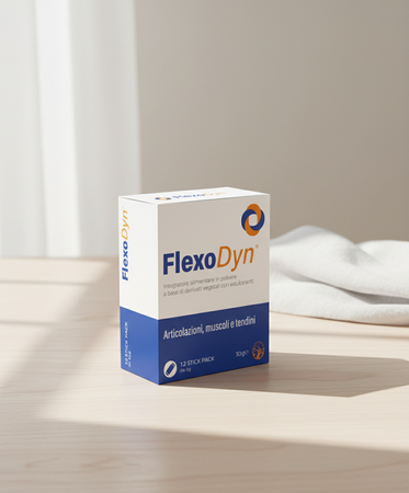 Integratore per Articolazioni Muscoli Tendini FLEXODYN Curcuma ad Alta Biodisponibilità con Curcuminoidi Titolati al 20% 12 bustine da 3g