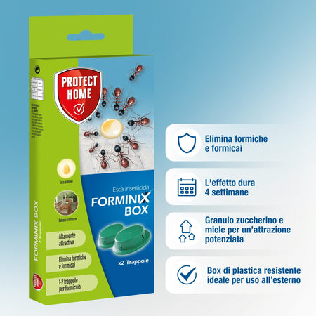 Forminix Box Esca Insetticida cf 2 Box Elimina Formiche e Formicai Protect Home SBM
