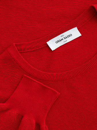Gran Sasso Maglia Girocollo Rossa in Cotone da uomo