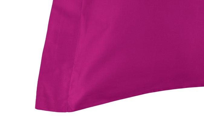 Coppia di federe a 2 volani  in Raso di puro cotone FUCSIA