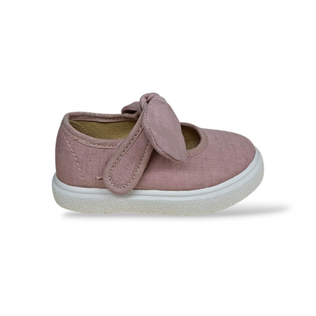 Ballerine Bambina Cipria Tela VUL-LADI con Velcro e Fiocco Estraibile – Scarpe Scuola e Cerimonia Taglie 21-30