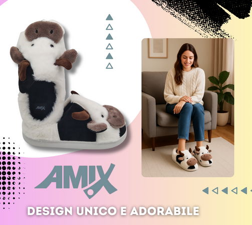 Ciabatte Animali da Donna, Pantofole Invernali Calde e Pelose, Morbide e Simpatiche Babbucce a Mucca