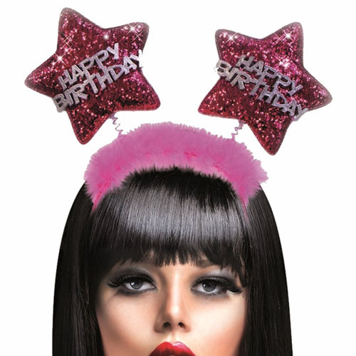 2951-01 CERCHIETTO DELUXE RICORRENZA HAPPY BIRTHDAY BUON COMPLEANNO CON STELLINE GLITTER