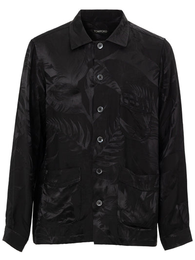 Tom Ford Camicia Uomo con Tasche e Motivo Tonale - Nera da uomo