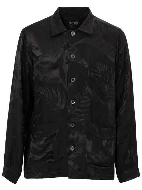 Tom Ford Camicia Uomo con Tasche e Motivo Tonale - Nera da uomo