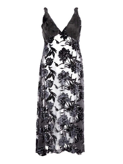 Lardini Abito Lungo in Tulle con Stampa Fiori Velvet da donna