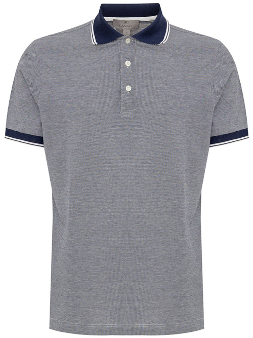 CANALI Polo Canali manica corta blu da uomo