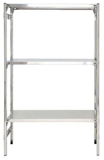 SCAFFALATURA lineare con piani lisci ad incastro in acciaio inox cm. 100x30x150h