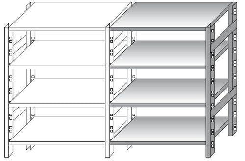 Modulo aggiuntivo per scaffalatura acciaio inox con piani regolabili di cm. 100x30x150h