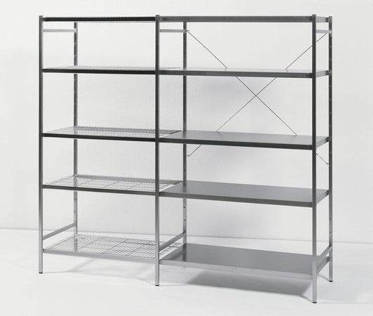 Modulo aggiuntivo per scaffalatura acciaio inox con piani regolabili di cm. 100x40x150h