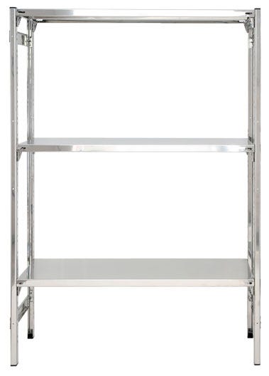 SCAFFALATURA inox ad incastro con piani lisci a gancio cm. 120x40x150h
