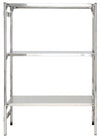 SCAFFALATURA inox ad incastro con piani lisci a gancio cm. 120x40x150h