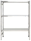 Scaffalatura ad incastro con piani lisci in acciaio inox per alimenti cm. 130x60x150h